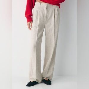 Aritzia The Effortless Pant Cruise Linen Regular Trouser | Size 2 Natural Ecru